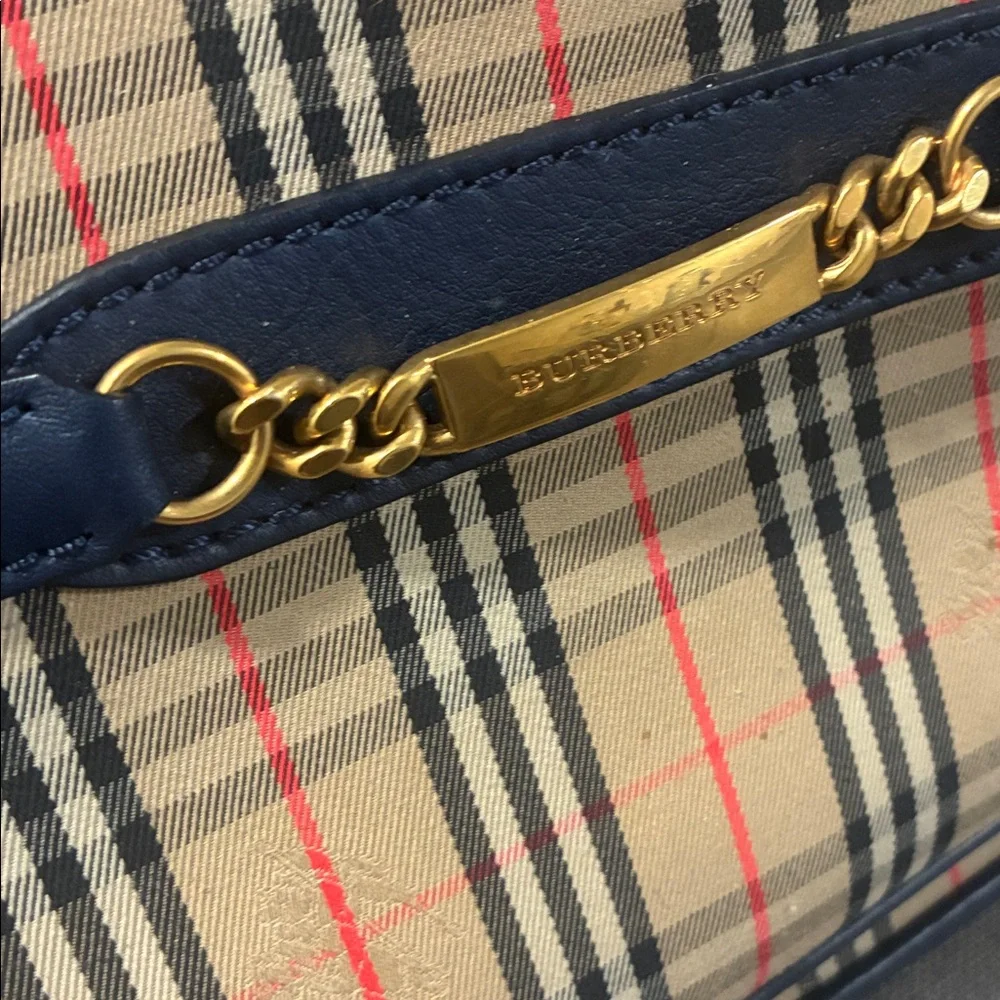 Burberry Men’s Plaid Crossbody Bag in Beige and Navy